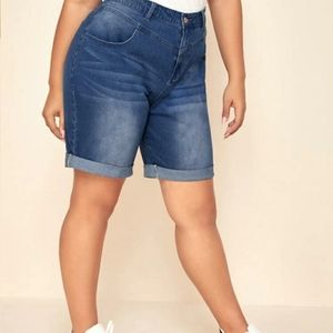 Roll up hem deniem Bermuda shorts